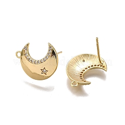 Brass Micro Pave Clear Cubic Zirconia Stud Earring Findings&nbsp;KK-G530-03G