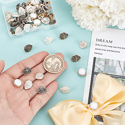 50Pcs 5 Styles Alloy Buttons&nbsp;BUTT-PH0001-46