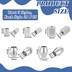 100Pcs 5 Styles 201 Stainless Steel Beads&nbsp;FIND-UN0016-47