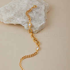 Brass & Imitation Pearl Link Bracelets&nbsp;WG29672-01