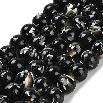 Assembled Synthetic Stone and Trochus Shell Beads Strands&nbsp;G-B128-08C-04-1