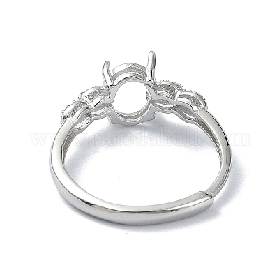 Adjustable 925 Sterling Silver 4 Prongs Ring Settings&nbsp;STER-K179-33P-1