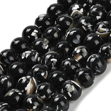 Assembled Synthetic Stone and Trochus Shell Beads Strands G-B128-08C-04-1