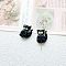 Handmade Lampwork Beads, Black, Cat Shape, 20x15mm