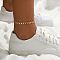 Flat Round Alloy Charm Anklets, Gold, 8-1/4 inch(210mm)