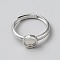 925 Sterling Silver Adjustable Ring Components, Pad Ring Settings, Platinum, Tray: 6mm, US Size 8 1/2(18.5mm)