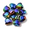 UV Plating Rainbow Iridescent Acrylic Beads, Heart, Black, 22x23x13mm, Hole: 3.5mm