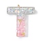 Resin Pendants, with Shell & Paillette & Gloden Alloy Loop, Letter A~B, Letter T, 42~44x11.5~57x7.5~8.5mm, Hole: 2mm