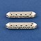 Brass Crystal Rhinestone Spacer Bars, 5-Hole, Hexagon, Silver, 35x4x9mm, Hole: 2mm