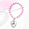 Acrylic Beads Keychain, with Alloy Clasp, Heart, Old Rose, 17cm