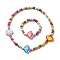 Maple Wood Jewelry Set, Beaded Necklace & Stretch Bracelet, Shell Shape, Bracelet: Inner Diameter: 1-3/4 inch(4.4cm), Necklace: 15-3/8 inch(39cm)
