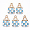 Alloy Enamel Pendants, Handbag, Light Gold, Light Sky Blue, 21x13.5x3mm, Hole: 2mm