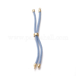 Nylon Twisted Cord Bracelet Making, Slider Bracelet Making, with Brass Findings, Golden, Light Sky Blue, 8.66~9.06 inch(22~23cm), Hole: 2.8mm, Single Chain Length: about 4.33~4.53 inch(11~11.5cm)