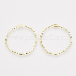 Alloy Open Back Bezel Pendants, For DIY UV Resin, Epoxy Resin, Pressed Flower Jewelry, Ring, Light Gold, 34.5~35x34.5x1.5mm, Hole: 2.5x1mm