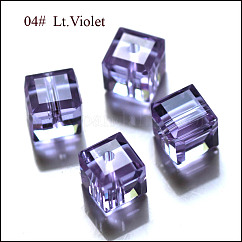K9 Glass, Imitation Austrian Crystal Beads, Grade AAA, Faceted, Cube, Lilac, 5~5.5x5~5.5x5~5.5mm(size within the error range of 0.5~1mm), Hole: 0.7~0.9mm