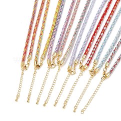 3.5MM Round Nylon Cotton Cord Necklace Making, with Brass Findings and 202 Stainless Steel Lobster Claw Clasps, Golden, Mixed Color, 17.72 inch(45cm)