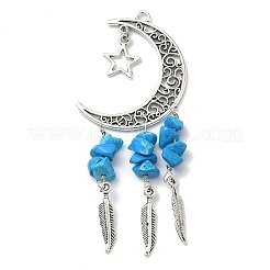 10Pcs 5 Colors Tibetan Style Alloy with Mixed Stone Chip Big Pendants&nbsp;PALLOY-CJ00159