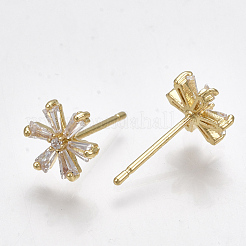 Brass Cubic Zirconia Stud Earrings&nbsp;KK-S348-364G