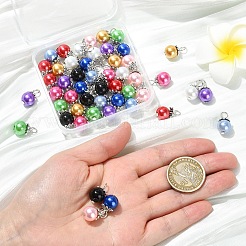 50Pcs 10 Colors Glass Pearl Round Bead Pendants&nbsp;PALLOY-YW00151