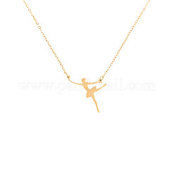 304 Stainless Steel Ballet Dancer Pendant Necklaces for Women&nbsp;WG95A38-01