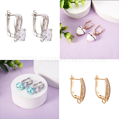 12Pcs 6 Style Brass Micro Pave Cubic Zirconia Hoop Earring Findings&nbsp;ZIRC-PJ0001-06