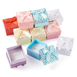 12Pcs 6 Colors Bowknot Cardboard Paper Ring Gift Storage Boxes&nbsp;CON-TA0001-28