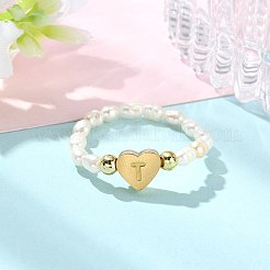 Natural Freshwater Pearl & 304 Stainless Steel Bead Finger Rings&nbsp;RJEW-FS00001-20