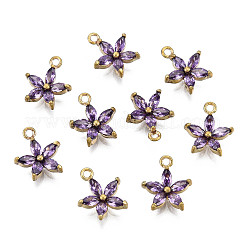 Brass Inlaid Purple Cubic Zirconia Charms&nbsp;LS-KK-Q669-28U-01