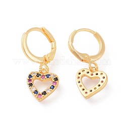 Brass Micro Pave Cubic Zirconia Dangle Hoop Earrings&nbsp;EJEW-F233-06G