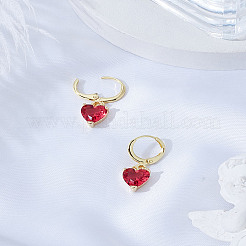1 Pair Brass Heart Dangle Leverback Earrings&nbsp;EJEW-LP0007-015