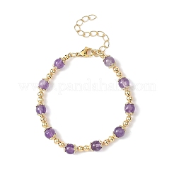 Natural Amethyst Round Beaded Bracelets for Women&nbsp;BJEW-JB12875-02