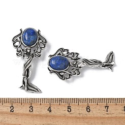 Angel Brass Natural Lapis Lazuli Pendants&nbsp;KK-D361-02AS-16