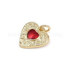 Brass Red Enamel Pendants&nbsp;KK-D424-29C-G