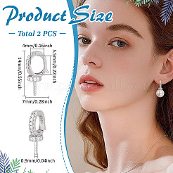 2Pcs 925 Sterling Silver with Crystal Rhinestone Pendant Bails&nbsp;STER-ME0001-24P