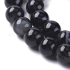Natural Black Agate Beads Strands&nbsp;G-G582-6mm-60