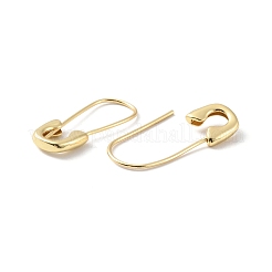 Safety Pin Shape Rack Plating Brass Hoop Earrings for Woman&nbsp;EJEW-F310-02G