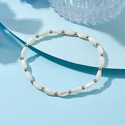 Natural Shell Twist Oval Beaded Stretch Bracelets for Women&nbsp;BJEW-JB10059