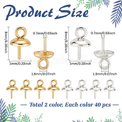 80Pcs 304 Stainless Steel Cup Pearl Peg Bails Pin Pendants&nbsp;STAS-ME0001-80