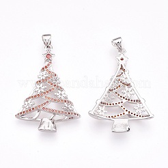 Eco-Friendly Brass Micro Pave Cubic Zirconia Pendants&nbsp;KK-F753-11P-RS