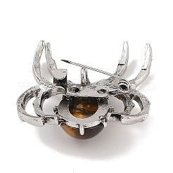 Natural Tiger Eye Brooches&nbsp;G-A224-01AS-02