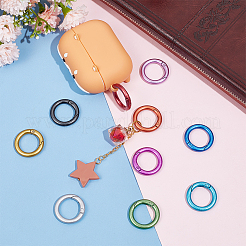 20Pcs 10 Colors Zinc Alloy Frosted Spring Gate Rings&nbsp;FIND-UN0002-76