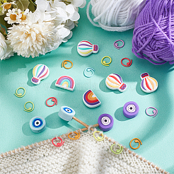 Evil Eye/Hot Air Balloon/Rainbow Silicone Knitting Needle Point Protectors&nbsp;SIL-NB0001-36