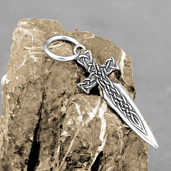 304 Stainless Steel Sword Cross Hoop Dangle Earrings&nbsp;WGB5430-01