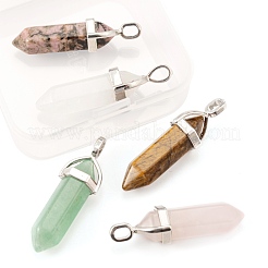 5Pcs 5 Style Natural Gemstone Pointed Pendants&nbsp;G-FS0001-26