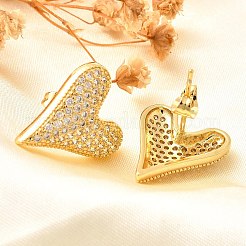 Rack Plating Brass Micro Pave Clear Cubic Zirconia Stud Earrings&nbsp;EJEW-C125-06B-G