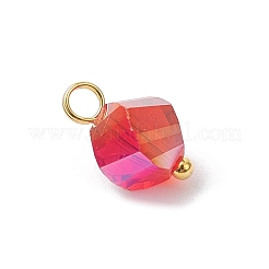 7Pcs Electroplate Transparent Glass Charms&nbsp;PALLOY-JF04316-01