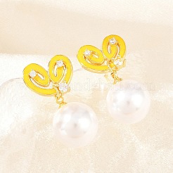 Valentine's Day Brass Clear Cubic Zirconia Dangle Stud Earrings&nbsp;EJEW-Z164-07G-04