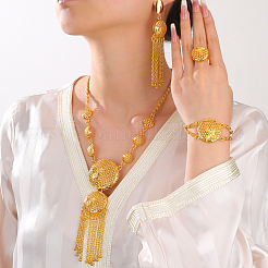 Extravagant Middle Eastern Iron Round with Butterfly Tassel Bracelets & Earrings & Necklaces & Rings Sets for Women&nbsp;KF3383