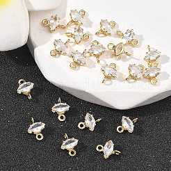 SHEGRACE Brass Pave Cubic Zirconia Horse Eye Connector Charms&nbsp;XGRQ2O424-436A-G
