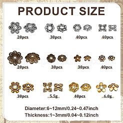 400Pcs 12 Styles Tibetan Style Bead Caps&nbsp;TIBEB-PH0005-41